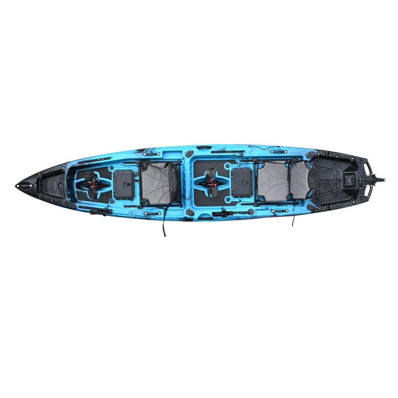 Vicking Tango tandem fishing kayak, top-down view, blue and black colour option